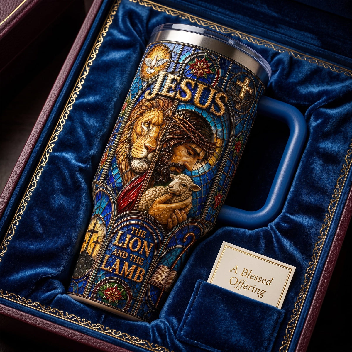 Jesus The Lion And The Lamp 40oz Tumbler With Handle - Personalized Gifts For Christians 03palu290626