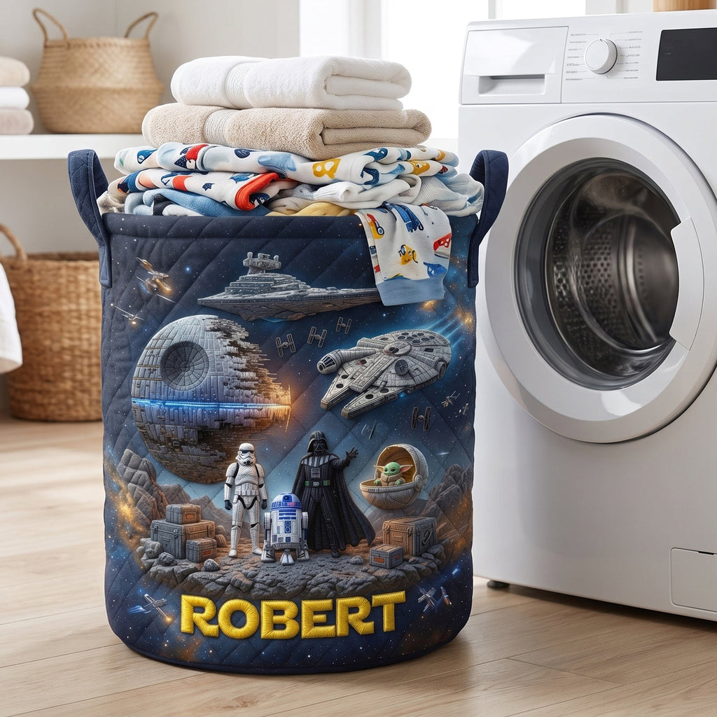 Space Quilted Laundry Basket - Personalized Gifts For Space Lovers 01OHQN130726