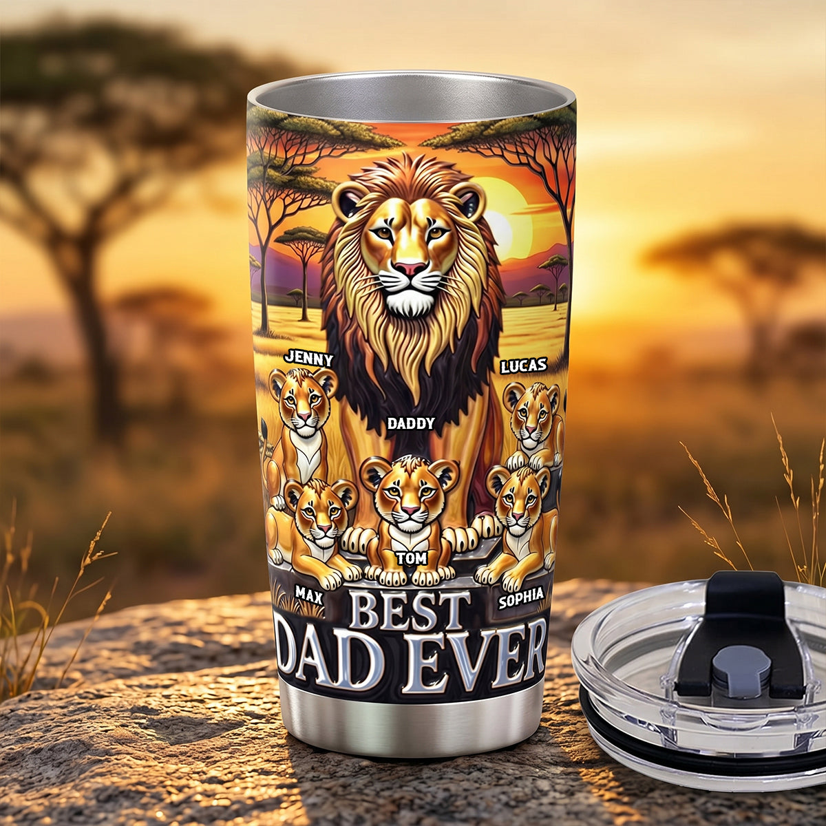 Lion Dad And Kid 20oz Tumbler - Personalized Gifts For Father's Day Tumbler 04TOTN050526
