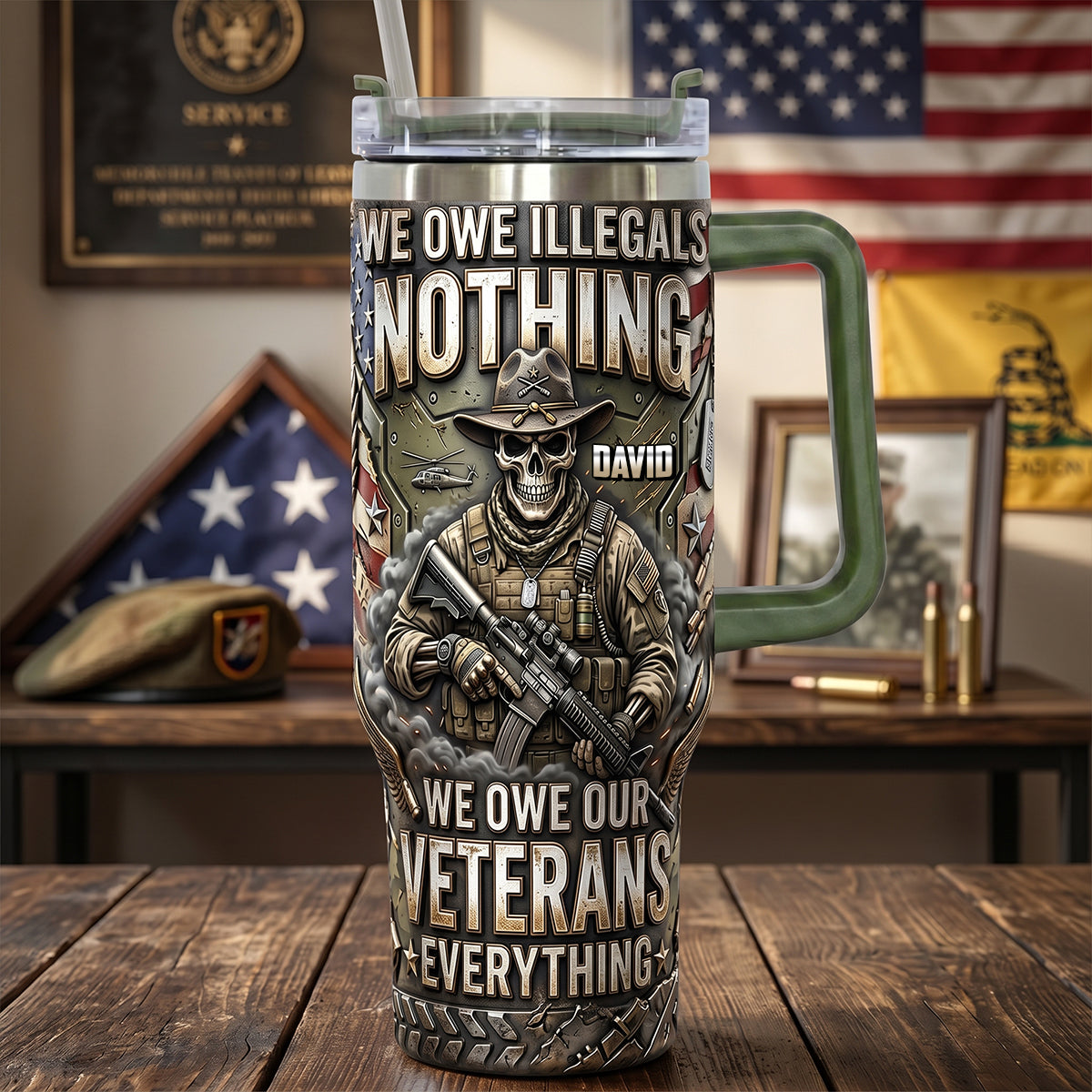 Honor Veteran Colorful 40oz Tumbler With Handle - Personalized Gifts For Veterans 03tytn240626
