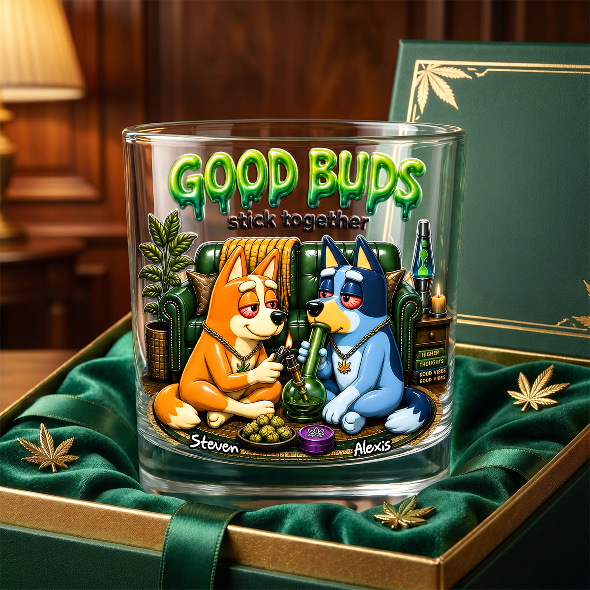 Stoner Friends 11oz Round Glass - Personalized Gifts For Smoking Lovers 01todh080626