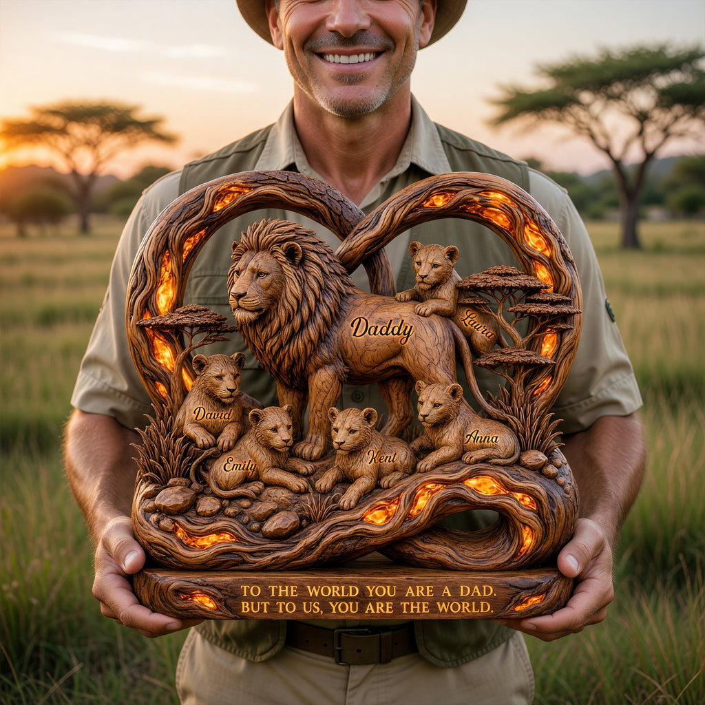 Lion Dad And Kids Acrylic Plaque - Personalized Gifts For Dad 02paqn220526