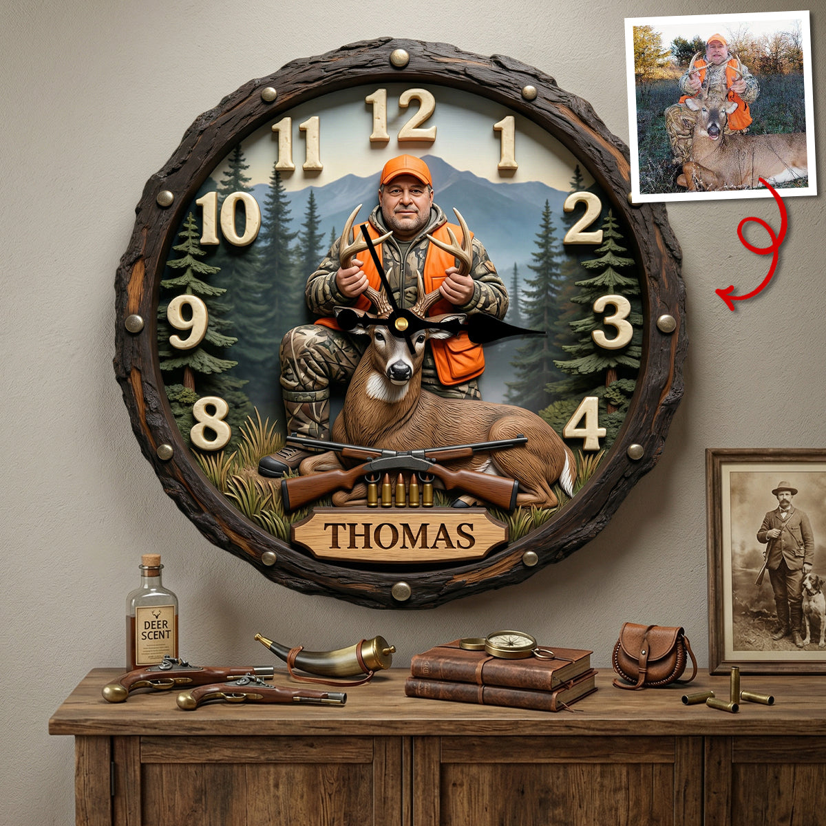 Best Hunting Acrylic Wall Clock Custom Photo Gifts For Hunters 01HUTN250326
