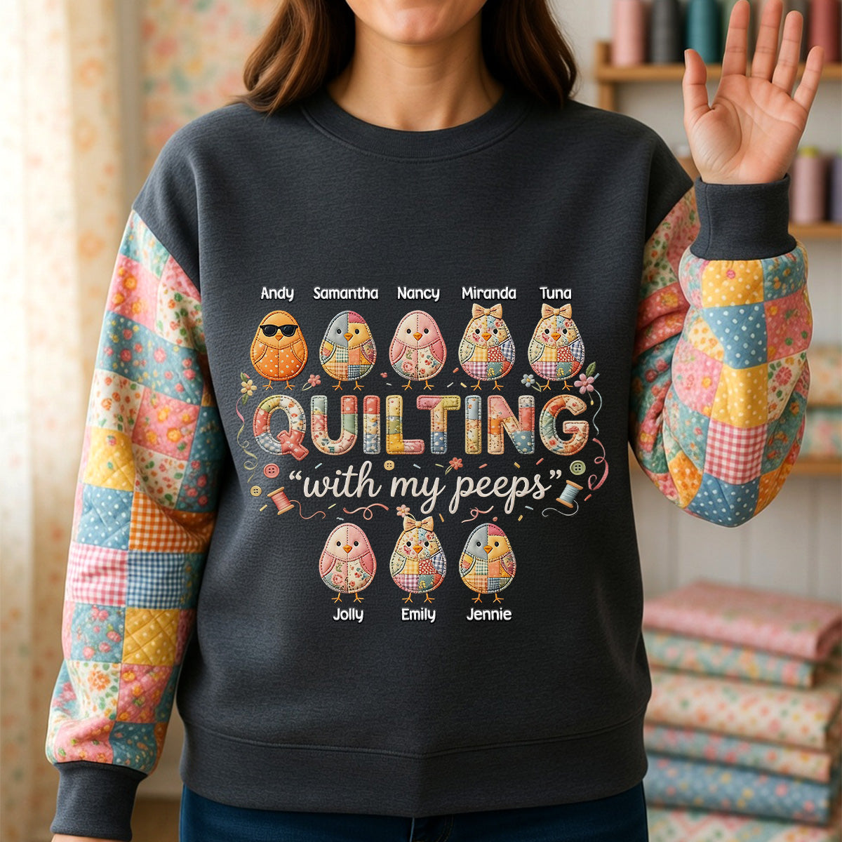 Quilting With My Peeps - Personalized Easter Gifts For Grandma Shirt 01pamg200326