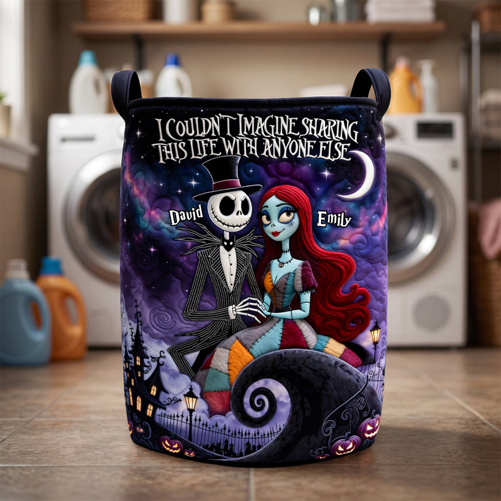 Spooky Couple Quilted Laundry Basket - Personalized Gifts For Couple 01padh300626
