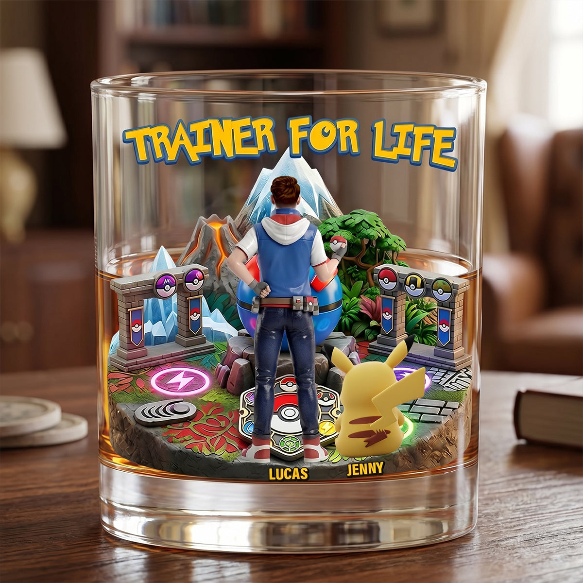 Champion Trainer Round Glass - Personalized Gifts For Anime Lovers 01OHTN090626