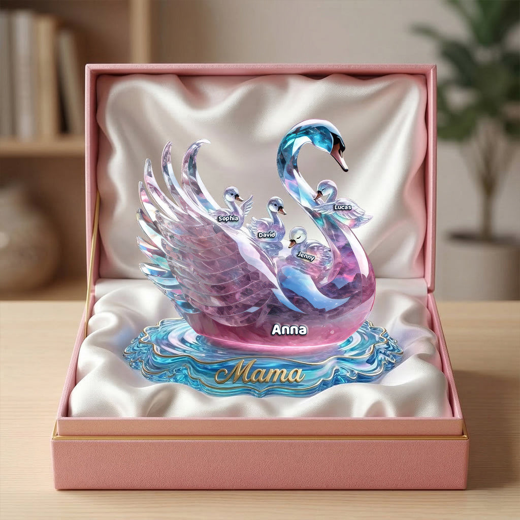 Beautiful Swan Mom Acrylic Plaque, Personalized Mother's Day Gifts 04qhtn120326