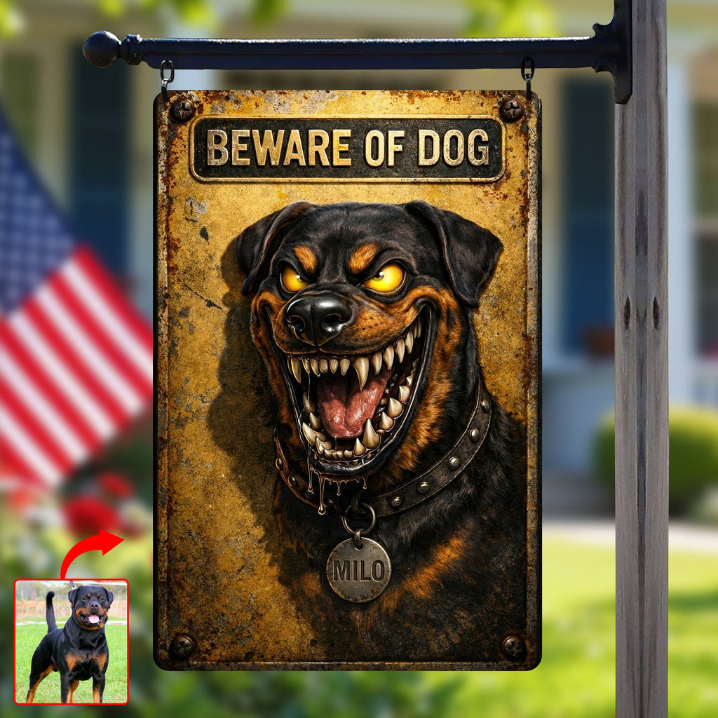 Beware Of Dog Print Metal Sign - Custom Photo Gifts For Dog Lover Metal Sign 01TGQN040326