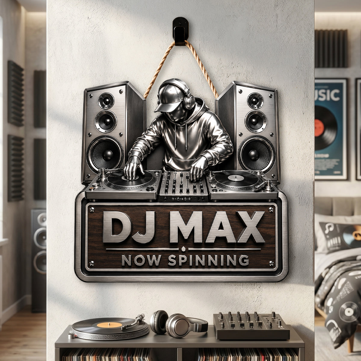 DJ Room Custom Name Cut Metal Sign - Personalized Gifts For DJ Metal Sign 02NADH170626