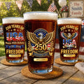 3D Effect 250 Years Of Freedom - Personalized Beer Glass