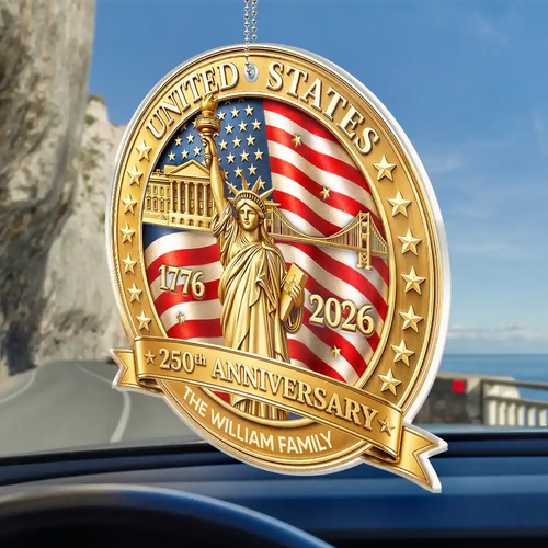 3D Effect 250th Anniversary - Personalized Acrylic Car Hanger