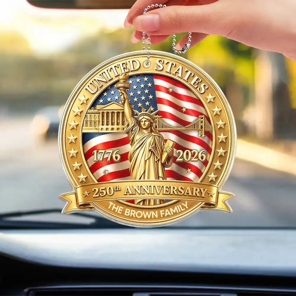 3D Effect 250th Anniversary - Personalized Acrylic Car Hanger