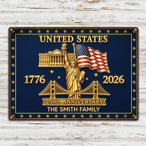 3D Effect 250th Anniversary - Personalized Classic Metal Signs