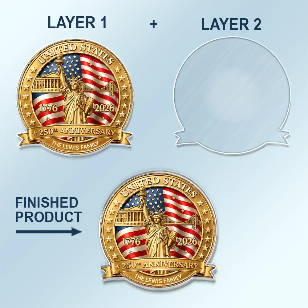3D Effect 250th Anniversary - Personalized Custom Shaped Acrylic Car Visor Clip