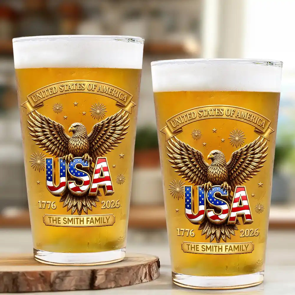3D Effect America 250th Anniversary - Personalized Beer Glass