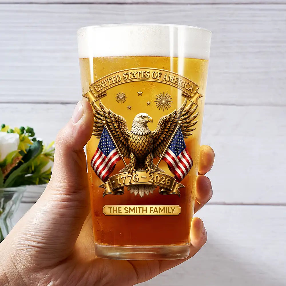 3D Effect America 250th Anniversary - Personalized Beer Glass