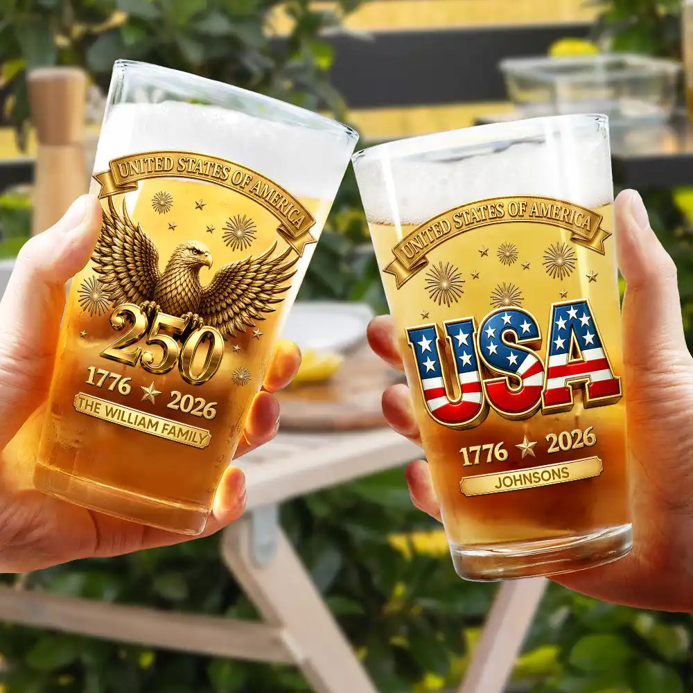 3D Effect America 250th Anniversary - Personalized Beer Glass