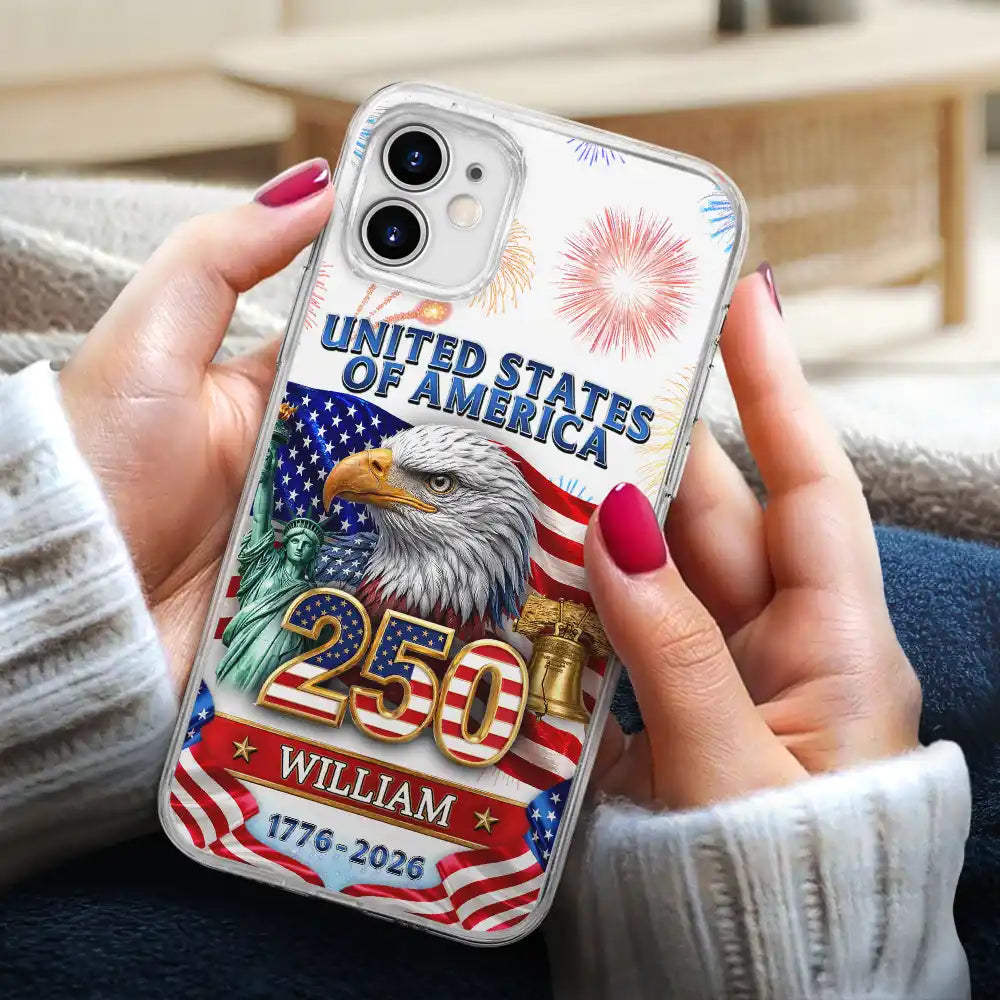 3D Effect America 250th Anniversary - Personalized Clear Phone Case
