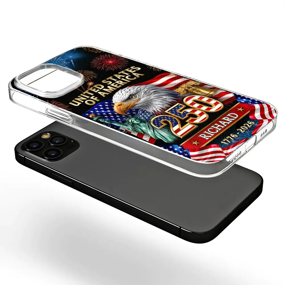 3D Effect America 250th Anniversary - Personalized Clear Phone Case