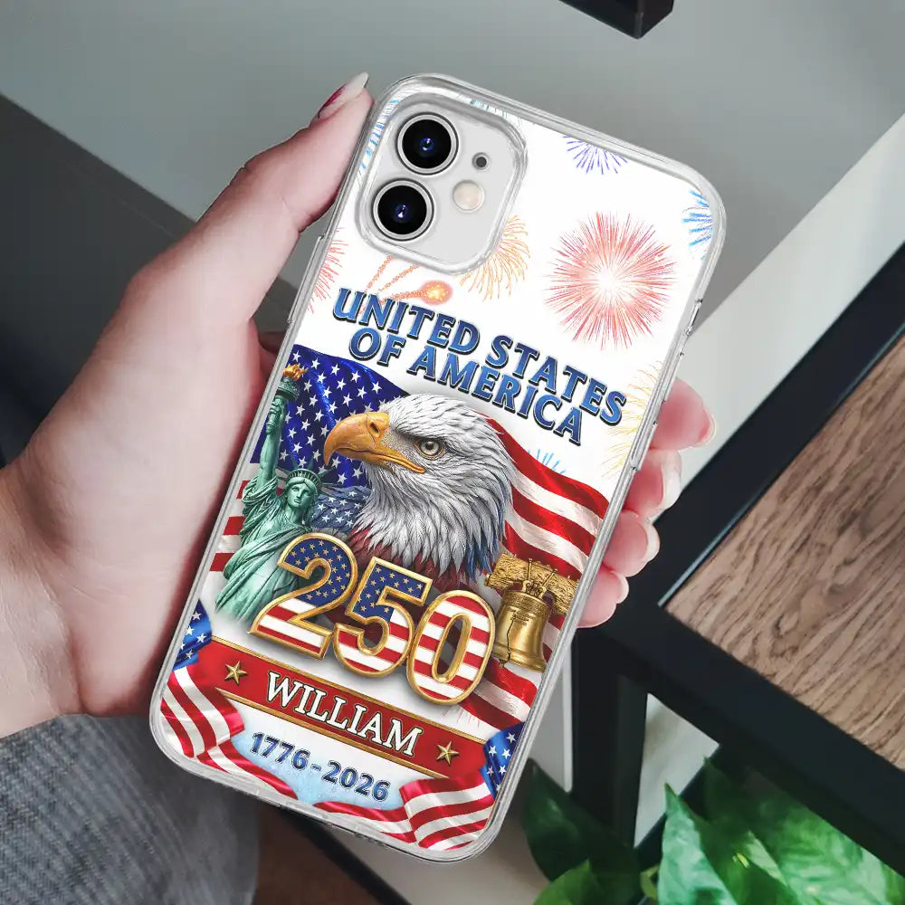 3D Effect America 250th Anniversary - Personalized Clear Phone Case