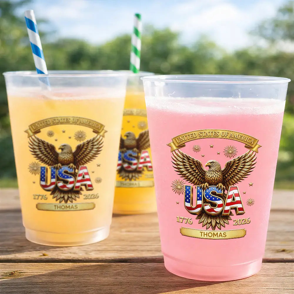 3D Effect America 250th Anniversary - Personalized Frosted Cups