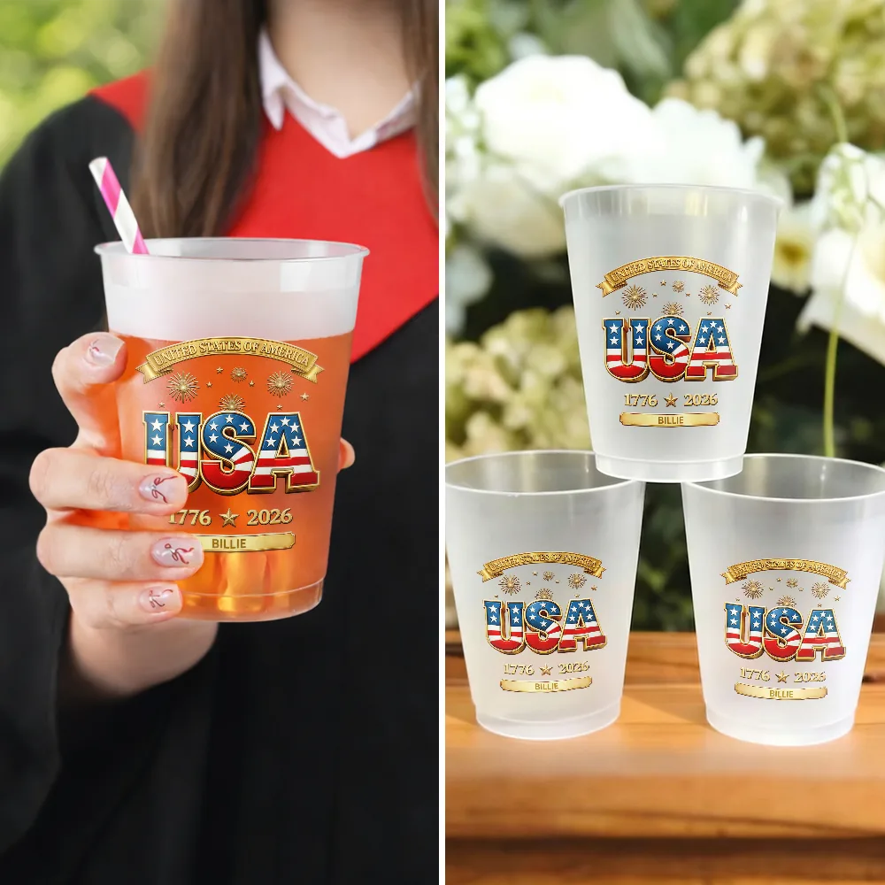 3D Effect America 250th Anniversary - Personalized Frosted Cups