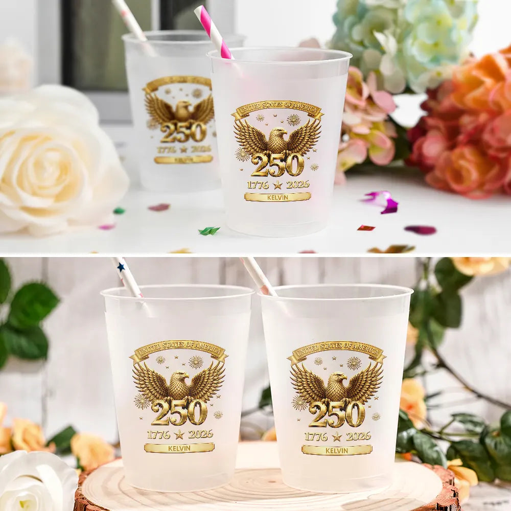 3D Effect America 250th Anniversary - Personalized Frosted Cups