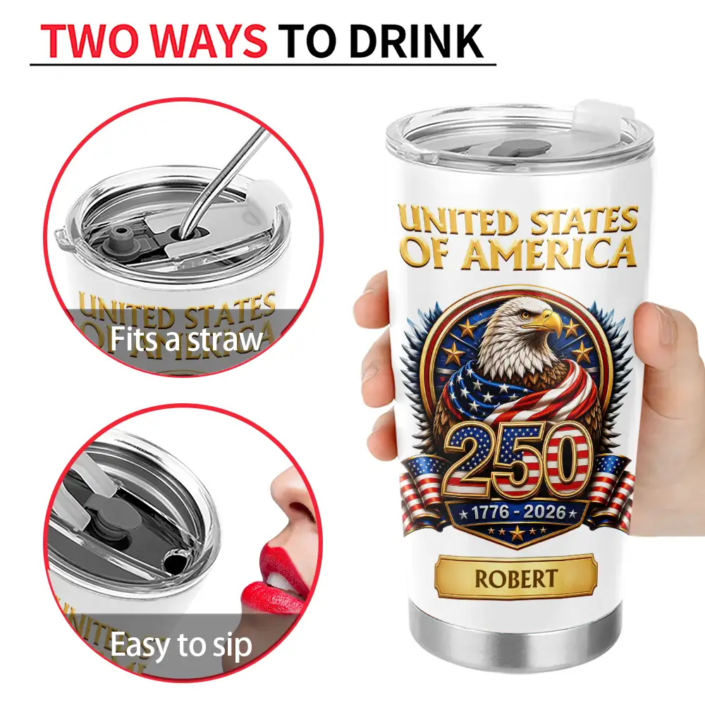 3D Effect America 250th Anniversary - Personalized Tumbler