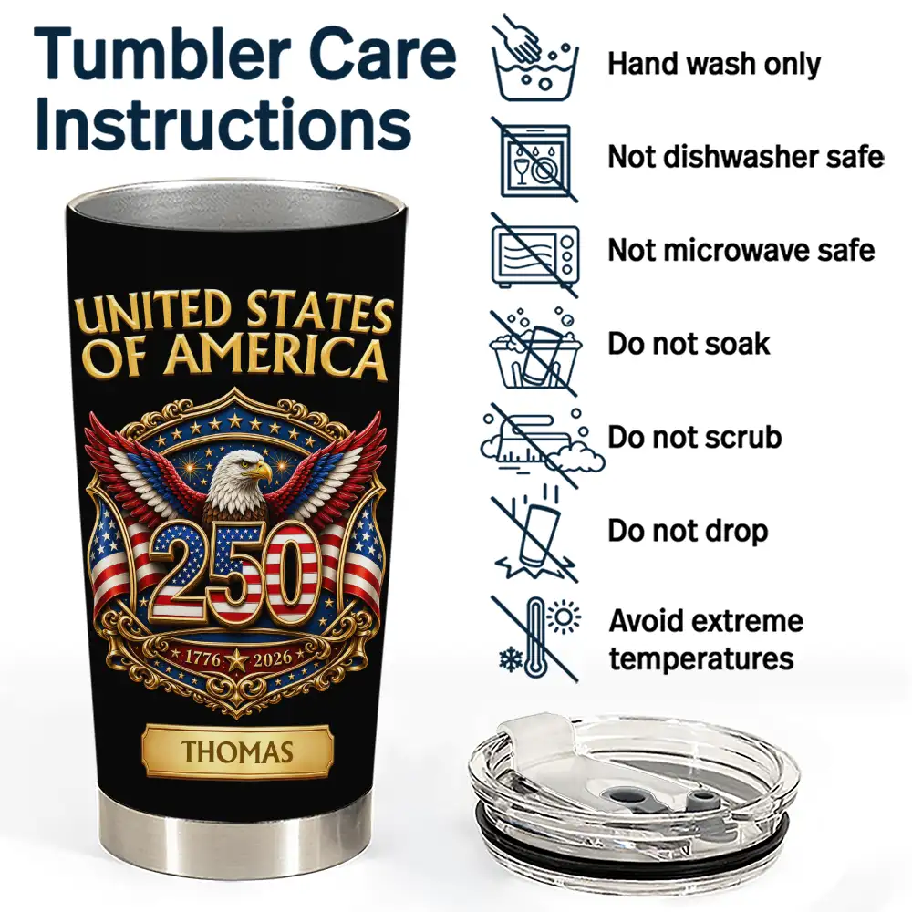 3D Effect America 250th Anniversary - Personalized Tumbler