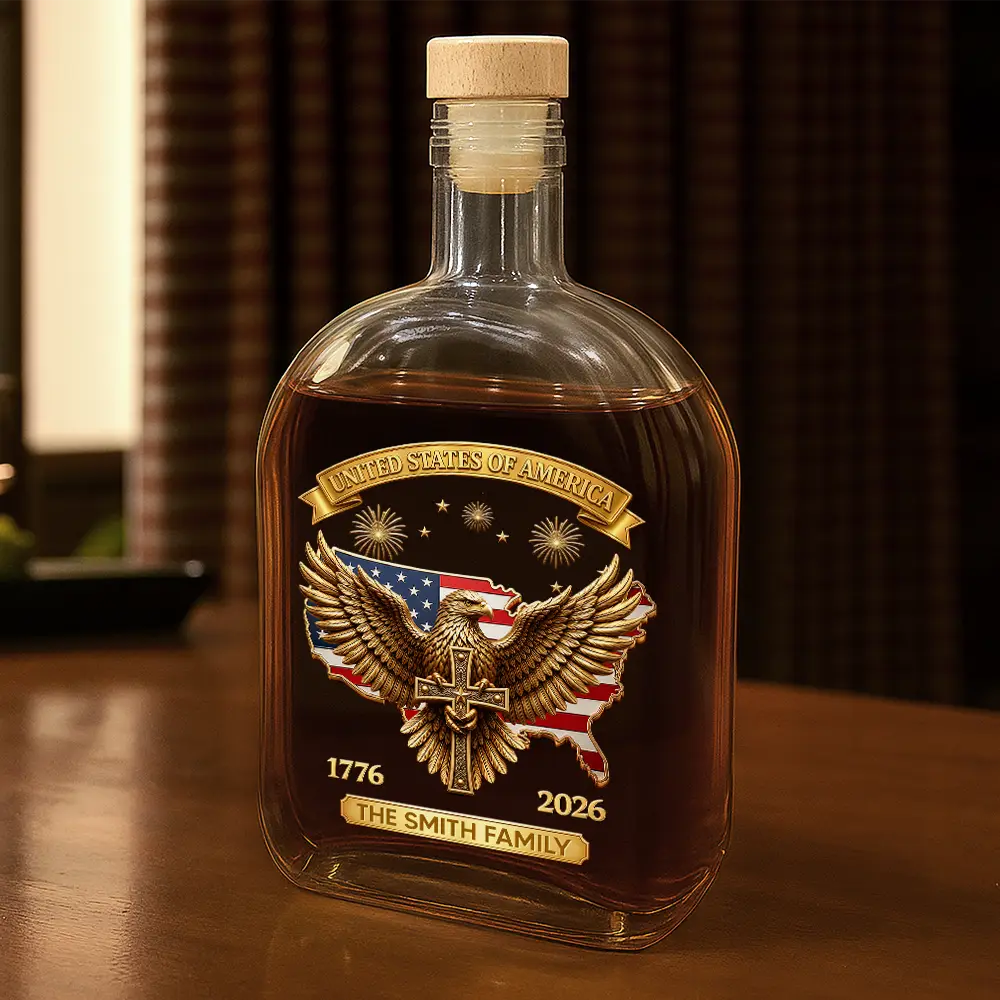 3D Effect America 250th Anniversary - Personalized Whiskey Bottle