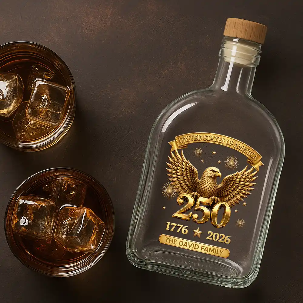 3D Effect America 250th Anniversary - Personalized Whiskey Bottle