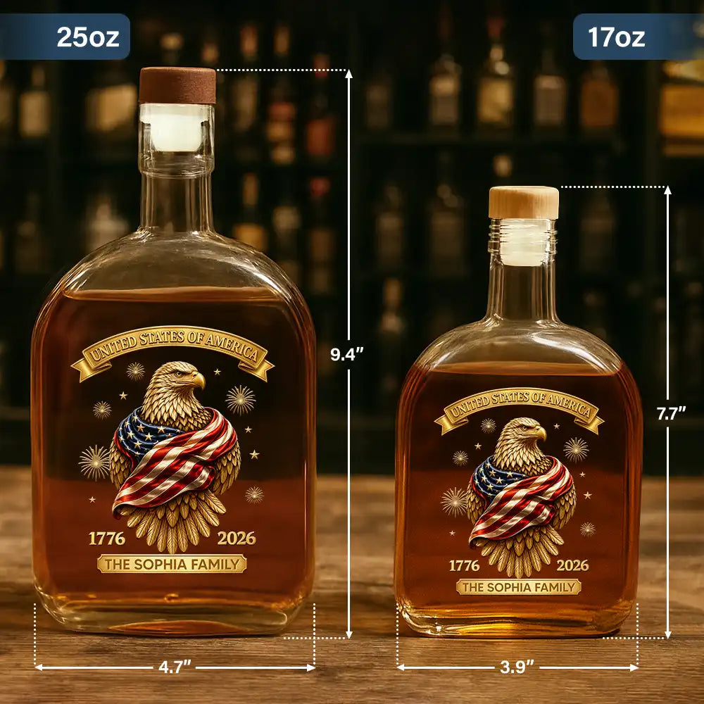 3D Effect America 250th Anniversary - Personalized Whiskey Bottle