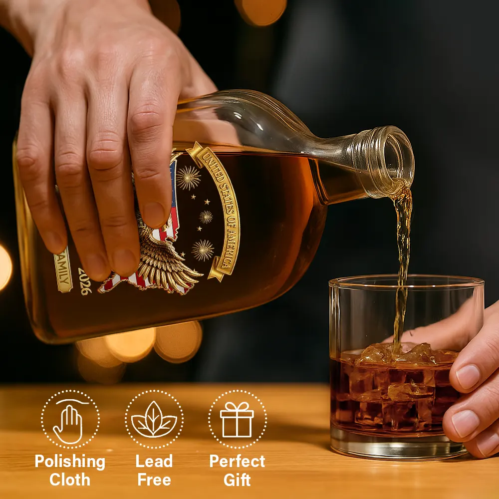 3D Effect America 250th Anniversary - Personalized Whiskey Bottle