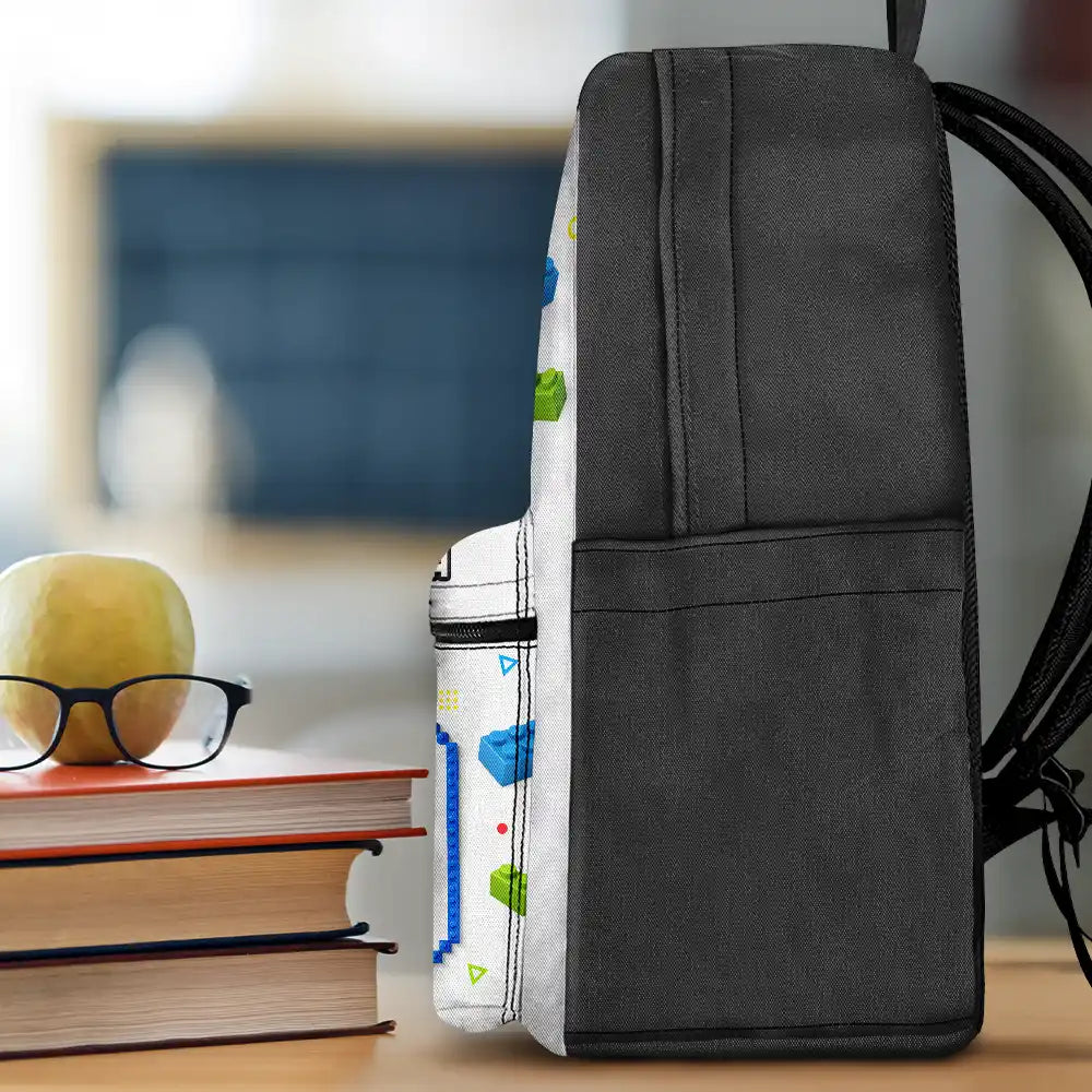3D Effect Building Blocks Master Builder - Personalized Canvas Backpack