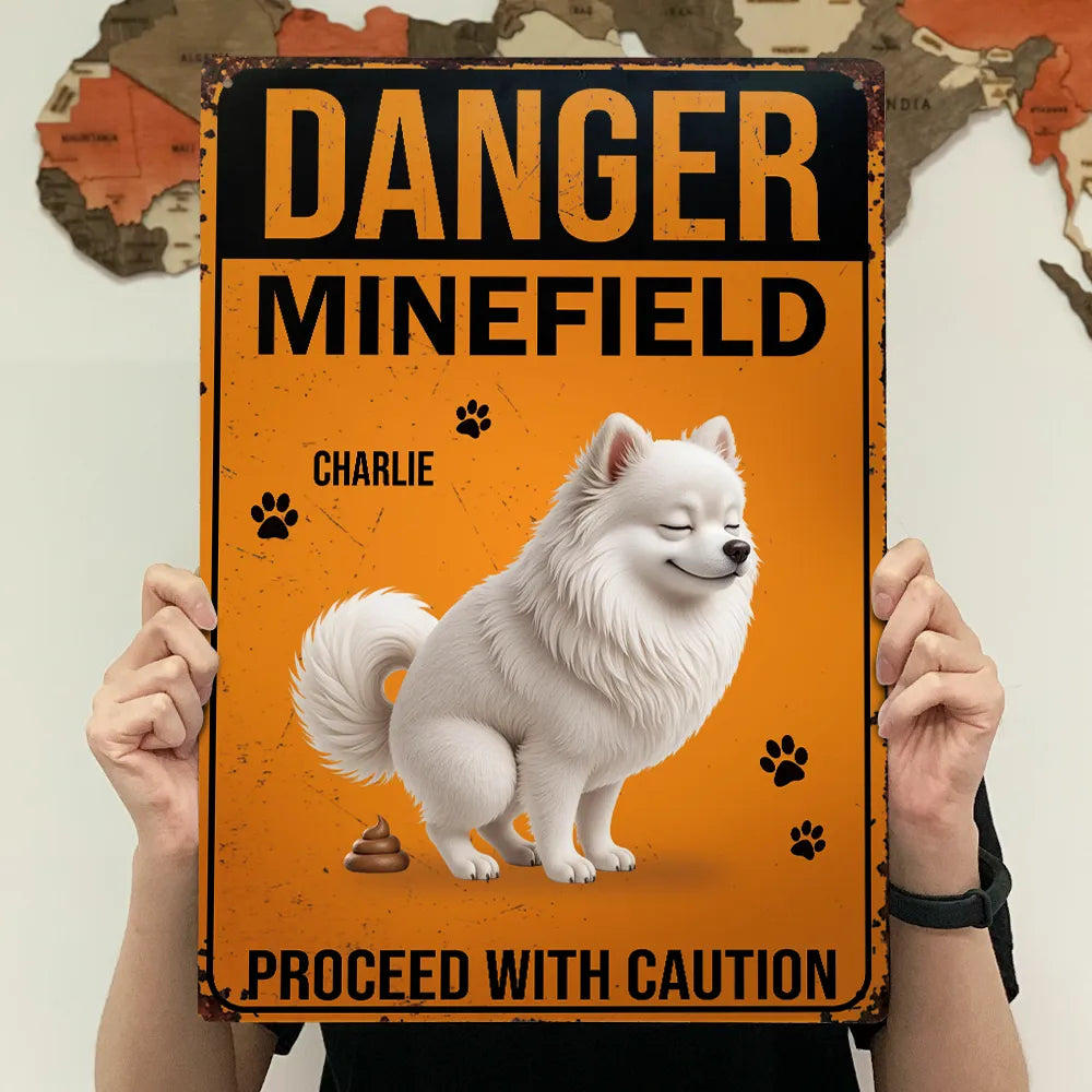 3D Effect Dog Danger Minefield - Personalized Classic Metal Signs