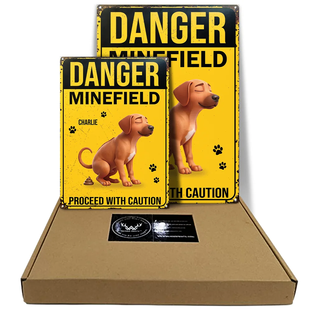 3D Effect Dog Danger Minefield - Personalized Classic Metal Signs