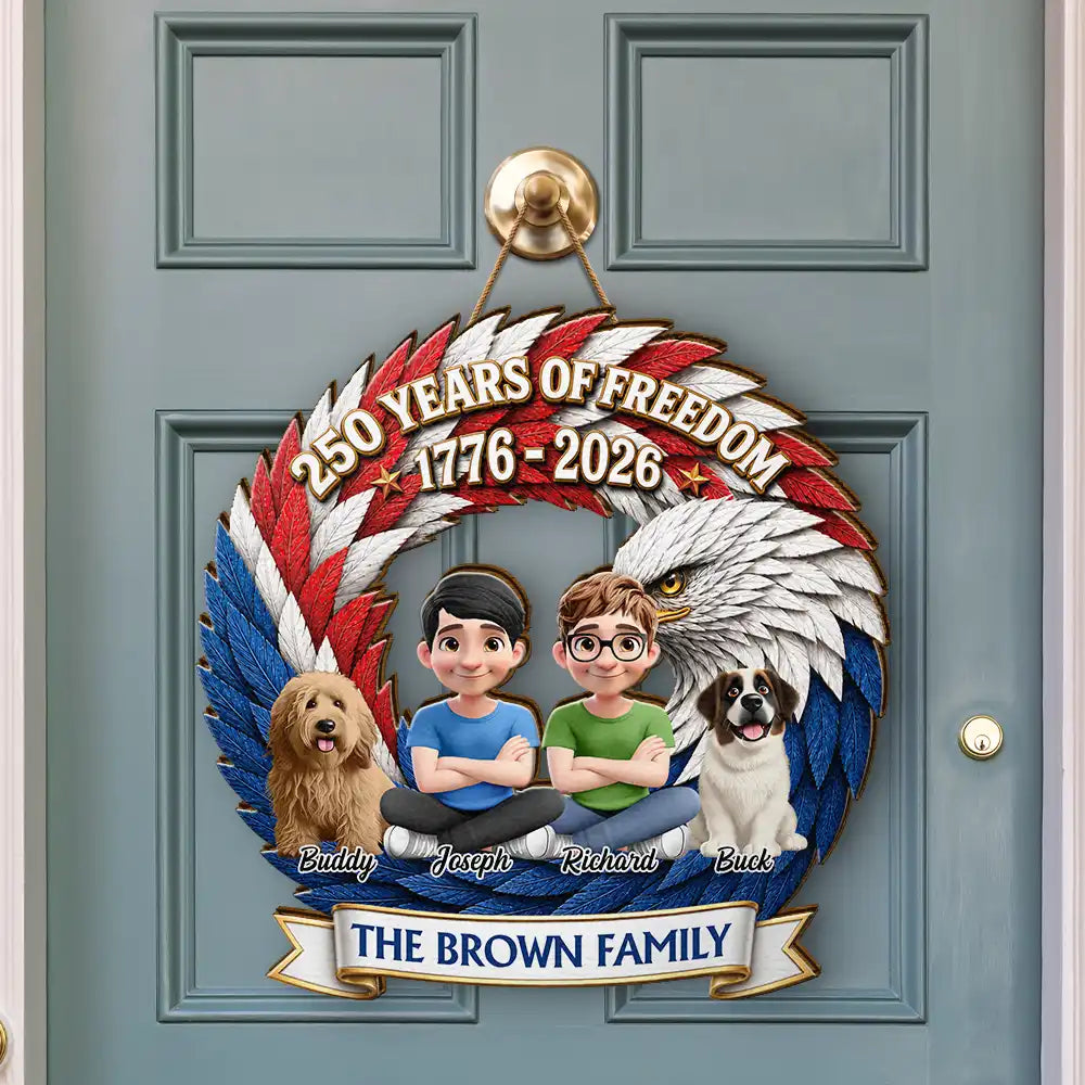 3D Effect Family 250 Years Of Freedom - Personalized Custom Shaped Wood Sign