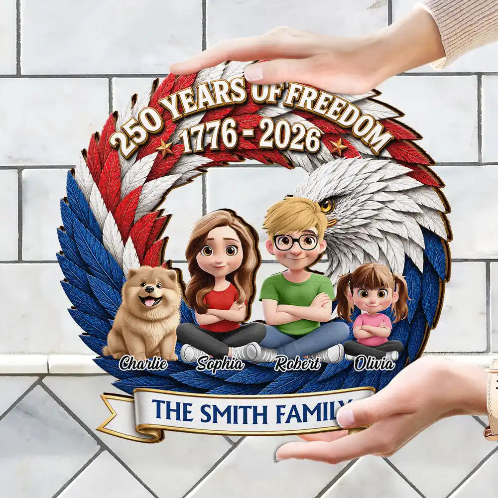 3D Effect Family 250 Years Of Freedom - Personalized Custom Shaped Wood Sign