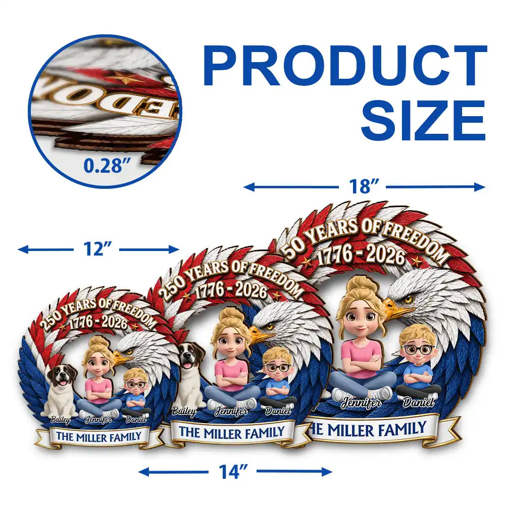 3D Effect Family 250 Years Of Freedom - Personalized Custom Shaped Wood Sign