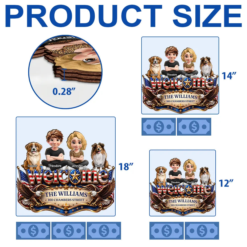 3D Effect Family Welcome Home Sweet Home - Personalized Custom Shaped Wood Sign
