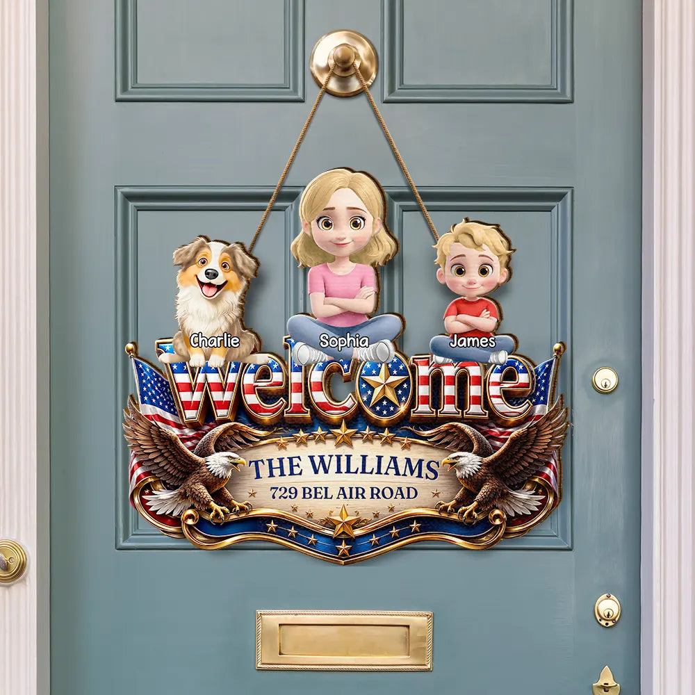 3D Effect Family Welcome Home Sweet Home - Personalized Custom Shaped Wood Sign