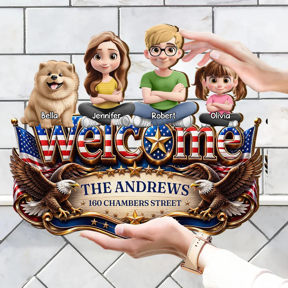 3D Effect Family Welcome Home Sweet Home - Personalized Custom Shaped Wood Sign
