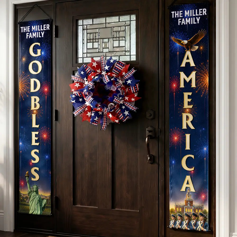 3D Effect God Bless America - Personalized Porch Banners