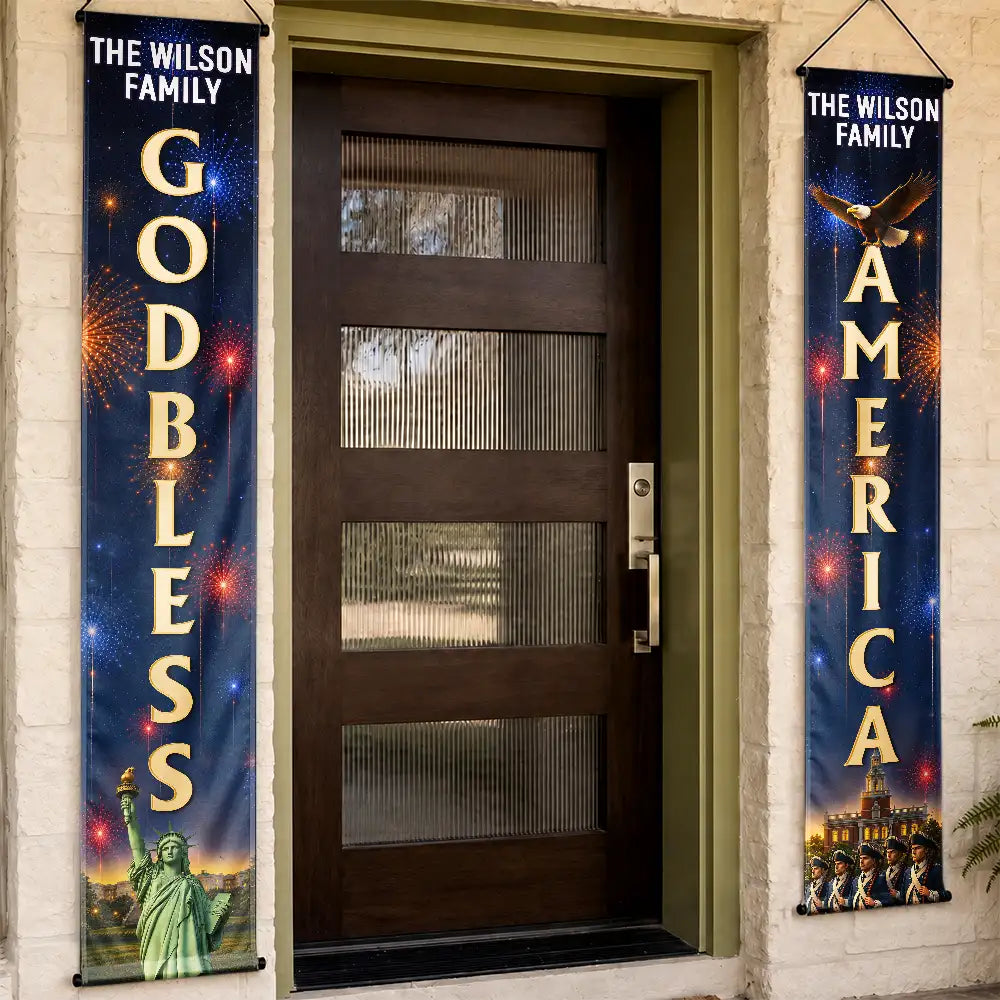 3D Effect God Bless America - Personalized Porch Banners
