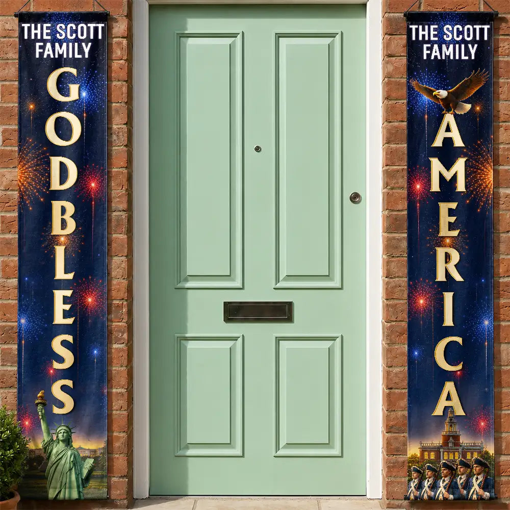 3D Effect God Bless America - Personalized Porch Banners