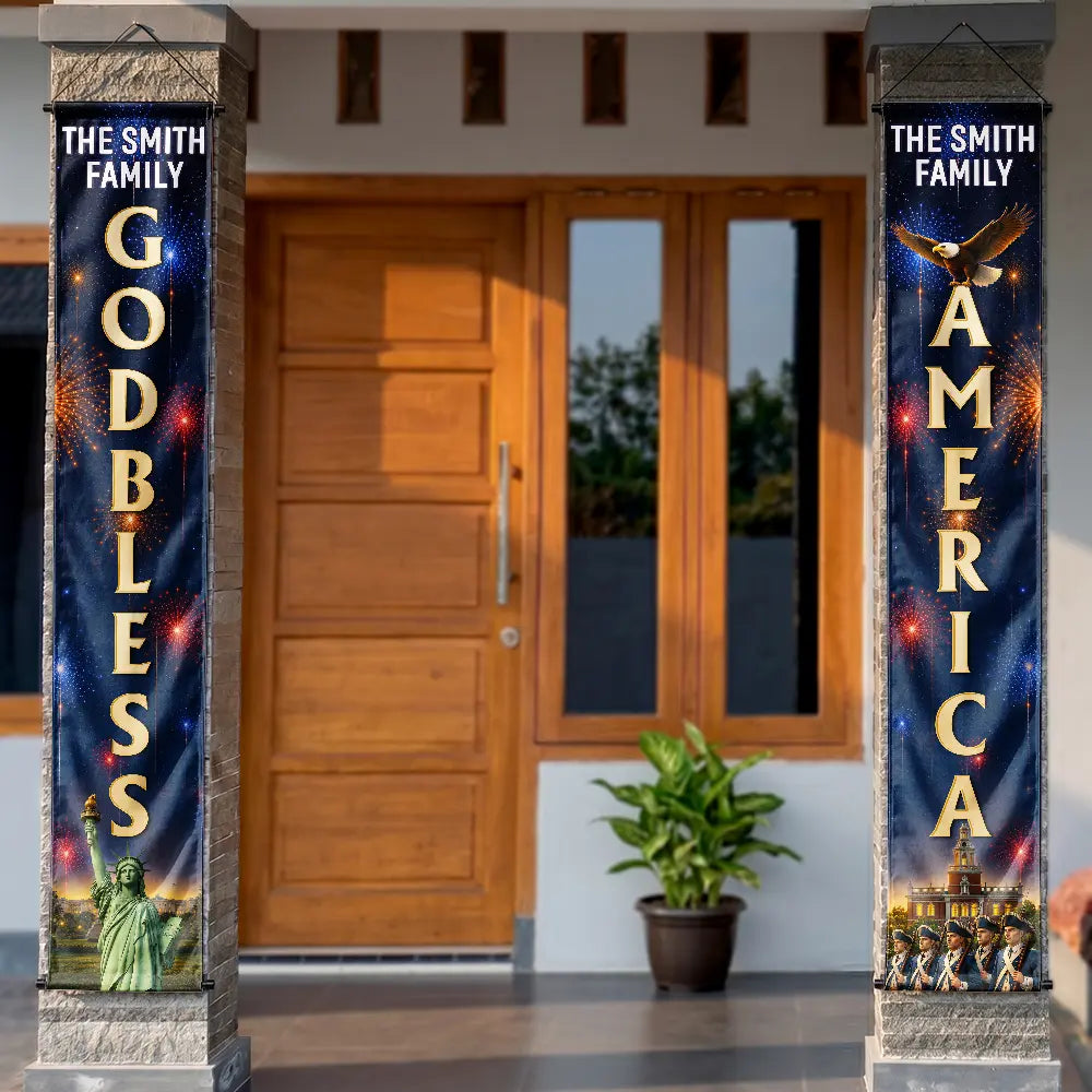 3D Effect God Bless America - Personalized Porch Banners