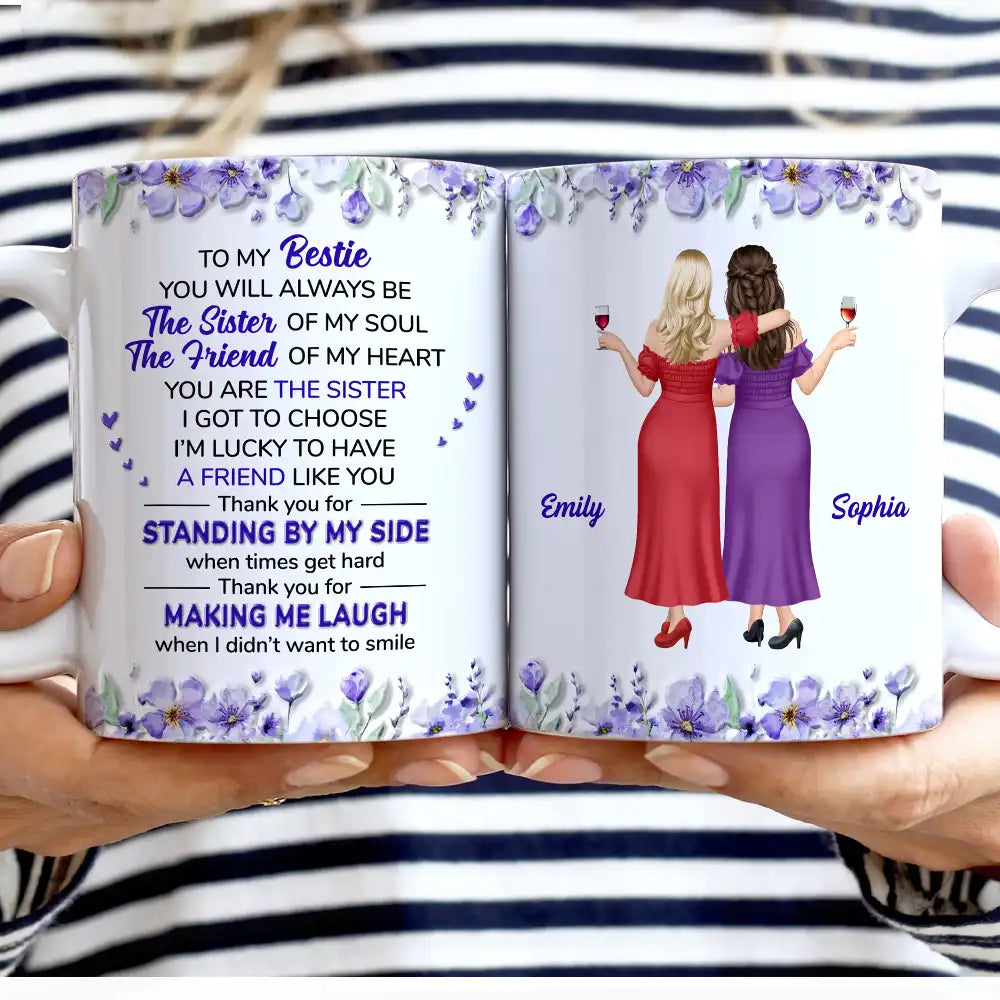 3D Effect My Bestie The Sister Of My Soul - Personalized White Edge-to-Edge Mug