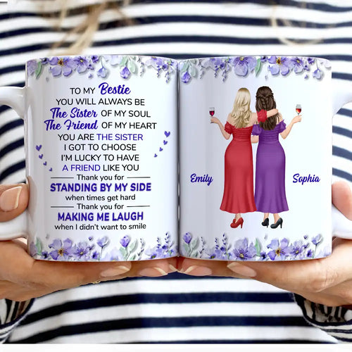 3D Effect My Bestie The Sister Of My Soul - Personalized White Edge-to-Edge Mug