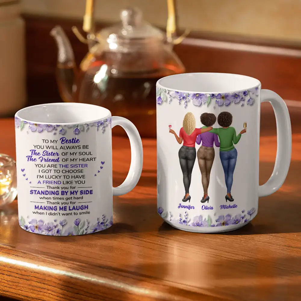 3D Effect My Bestie The Sister Of My Soul - Personalized White Edge-to-Edge Mug