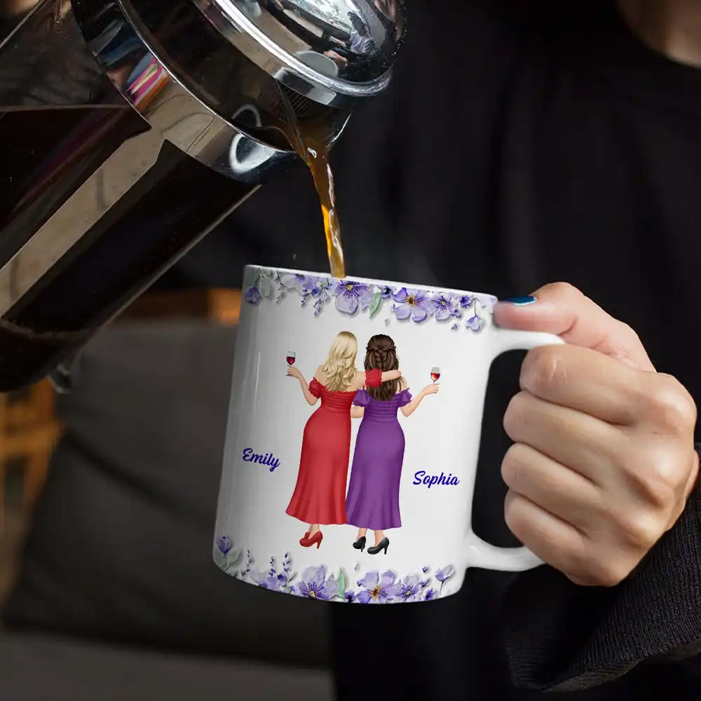 3D Effect My Bestie The Sister Of My Soul - Personalized White Edge-to-Edge Mug